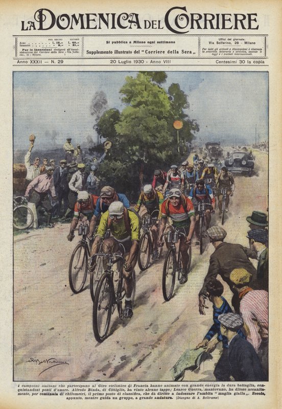 De Italiaanse kampioenen die deelnemen aan de Ronde van Frankrijk hebben met grote energie... door Achille Beltrame
