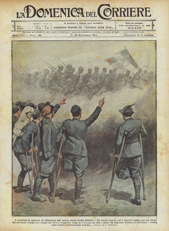 De oorlogsinvaliden aan de verdedigers van het heilige land van het Vaderland door Achille Beltrame