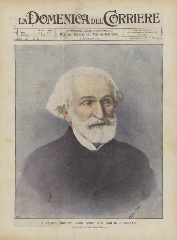 Maestro Giuseppe Verdi, overleden in Milaan op 27 januari door Achille Beltrame