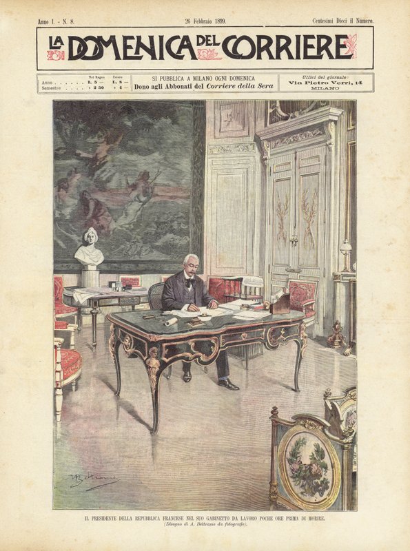 De president van de Franse Republiek in zijn werkkamer enkele uren voor zijn dood door Achille Beltrame
