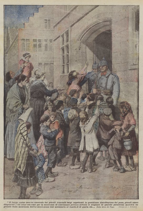 De steeds groeiende stoet van kleine Belgische kinderen door Achille Beltrame