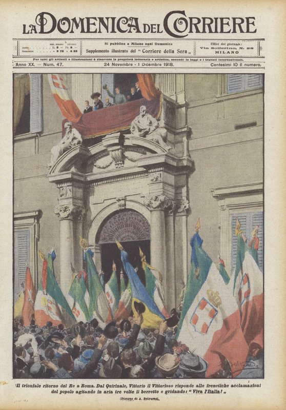 De triomfantelijke terugkeer van de koning naar Rome door Achille Beltrame