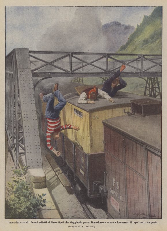 Fatale onvoorzichtigheden, Bohemen verbonden aan het Circus Sidoli die reizen nabij Domodossola door Achille Beltrame