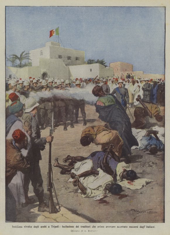 Verraderlijke opstand van de Arabieren in Tripoli, executie van de verraders die eerst hadden geaccepteerd door Achille Beltrame