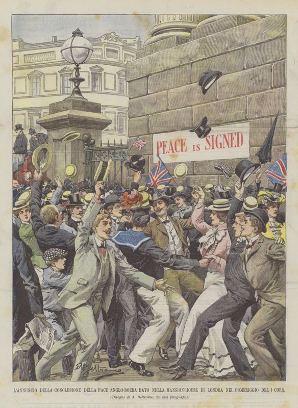 De Aankondiging Van De Anglo-Boer Vrede In De Mansion-House In Londen In De Middag Van 1 Huidige door Achille Beltrame