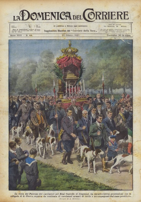 Het feest van de patroonheilige van de jagers in het Koninklijk Kasteel van Stupinigi door Achille Beltrame