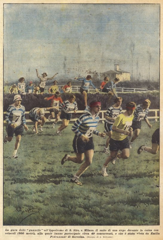 De gazellenrace op de renbaan van San Siro, in Milaan door Achille Beltrame