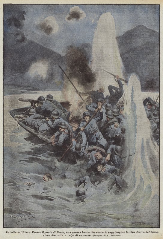 De strijd aan de Piave door Achille Beltrame
