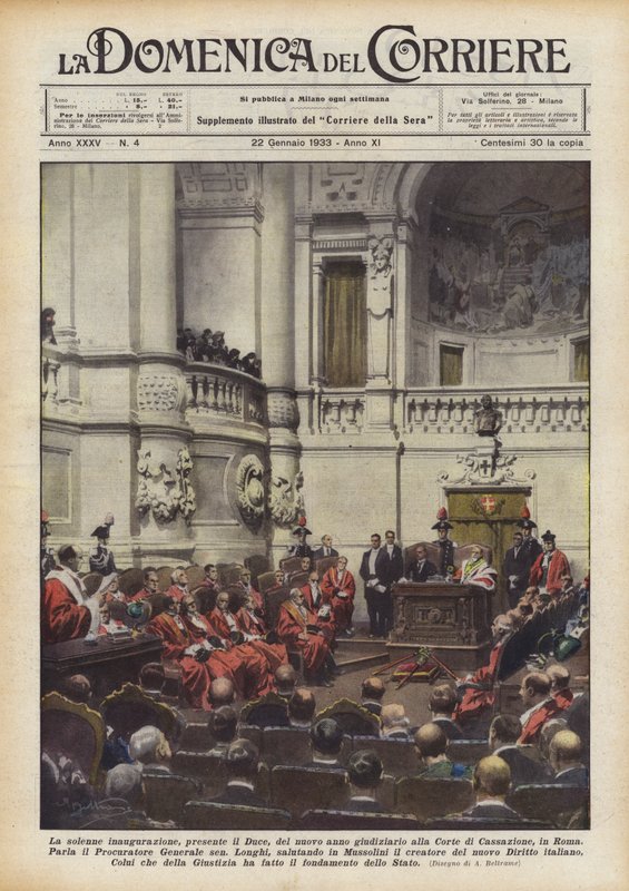 De plechtige inauguratie, in aanwezigheid van de Duce, van het nieuwe gerechtelijke jaar bij het Hof van Cassatie in Rome door Achille Beltrame