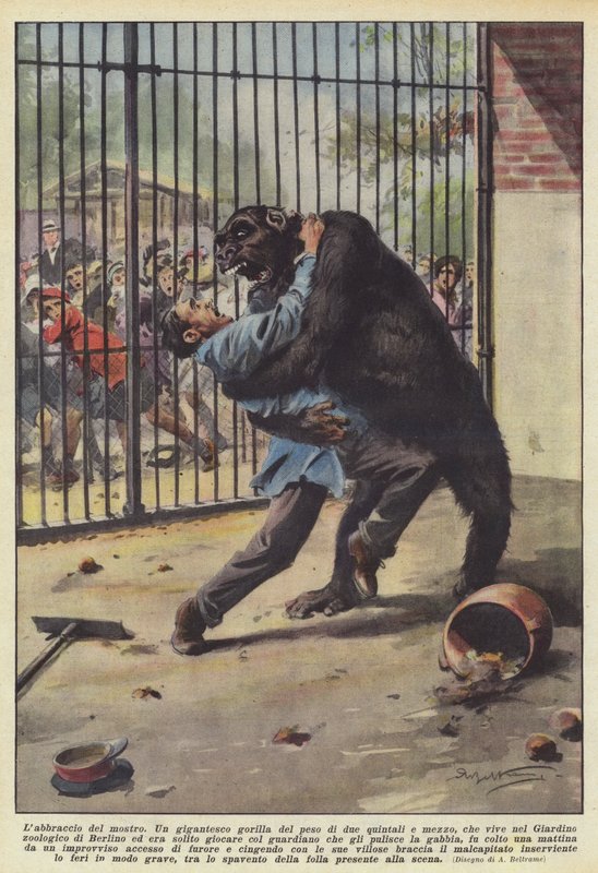 De omhelzing van het monster door Achille Beltrame
