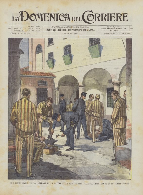 De civiele hervormingen, de afschaffing van de ketting in Italiaanse gevangenissen, decreet van 20 september jl. door Achille Beltrame