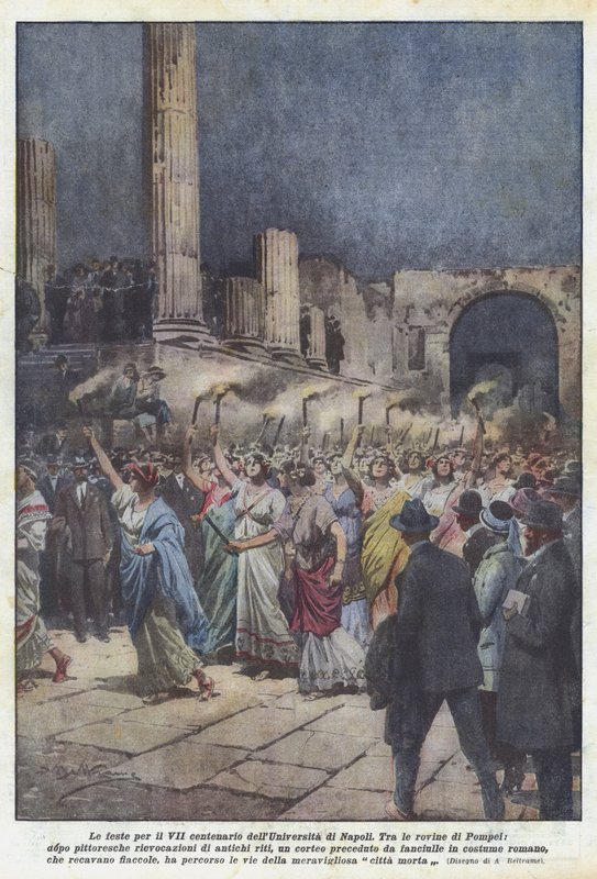 De feesten voor het 700-jarig bestaan van de Universiteit van Napels door Achille Beltrame