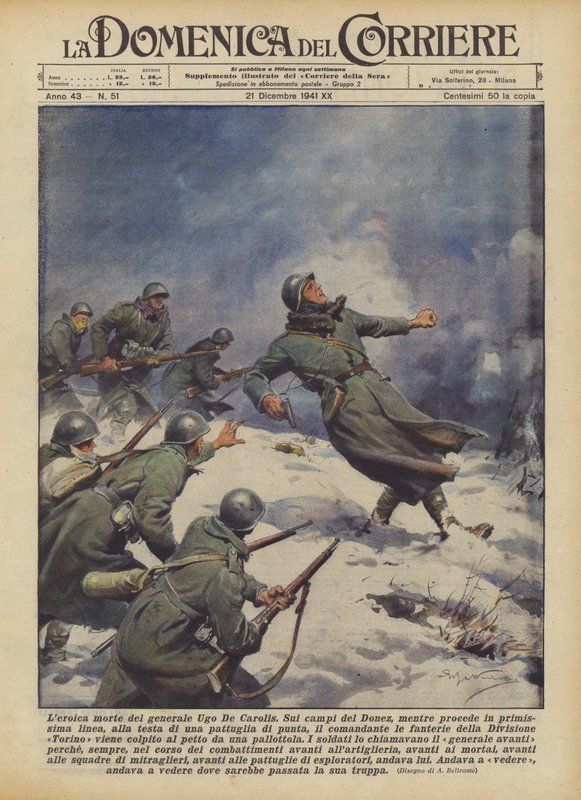 De heroïsche dood van generaal Ugo De Carolis door Achille Beltrame
