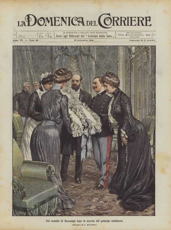 In het kasteel van Racconigi na de geboorte van de kroonprins door Achille Beltrame