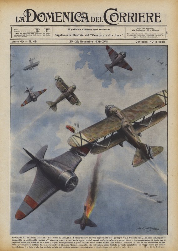 Heldendaden van Italiaanse piloten in de lucht van Spanje door Achille Beltrame