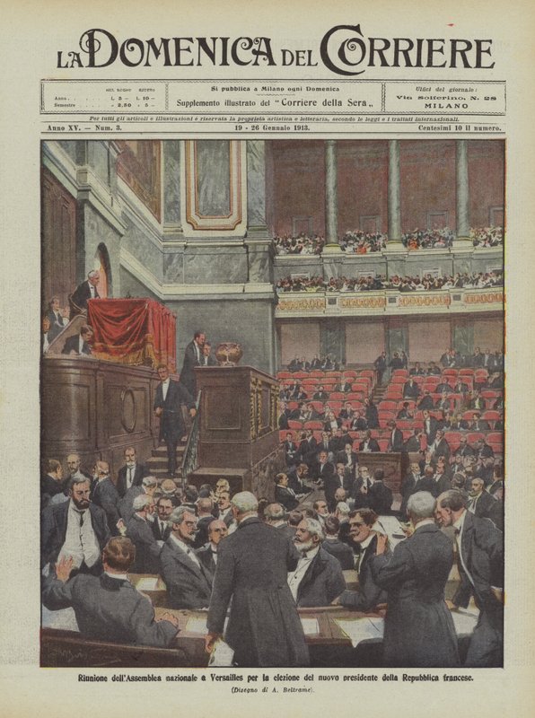Vergadering van de Nationale Vergadering in Versailles voor de verkiezing van de nieuwe president van de Franse Republiek door Achille Beltrame