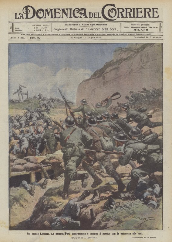 Op de Monte Lemerle, de brigade Forli valt aan en achtervolgt de vijand met de bajonet in de rug door Achille Beltrame
