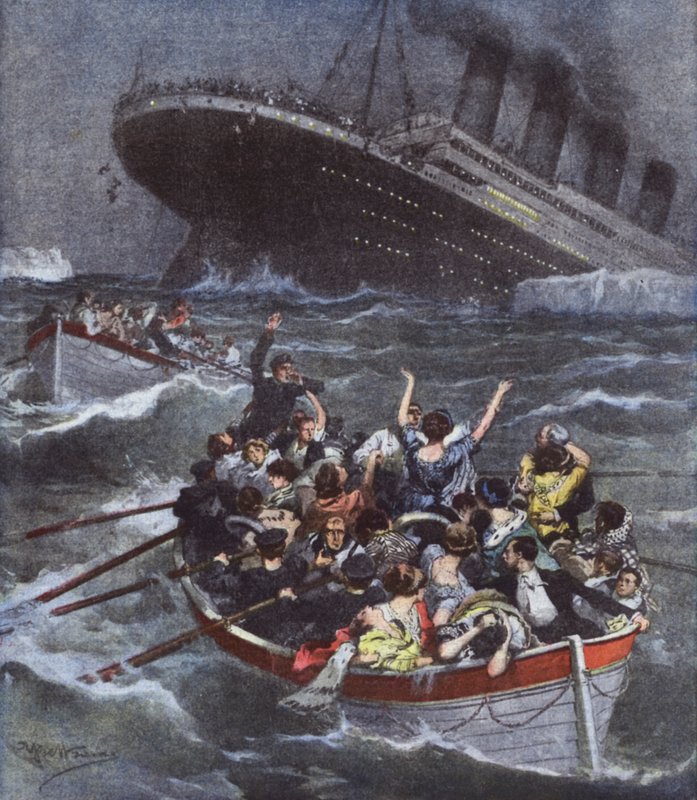 Verschrikkelijke maritieme ramp, de grootste oceaanstomer Titanic zinkt met 1600 mensen ? door Achille Beltrame