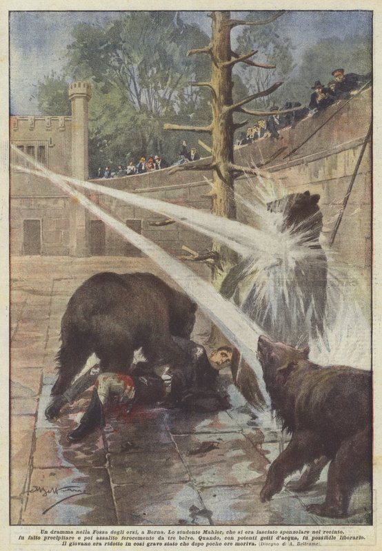 Een drama in de berenkuil in Bern door Achille Beltrame