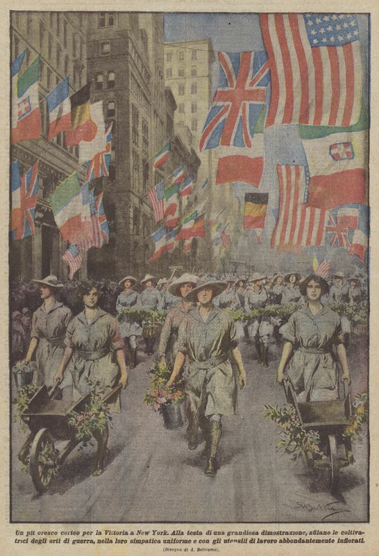 Een schilderachtige optocht voor de overwinning in New York door Achille Beltrame