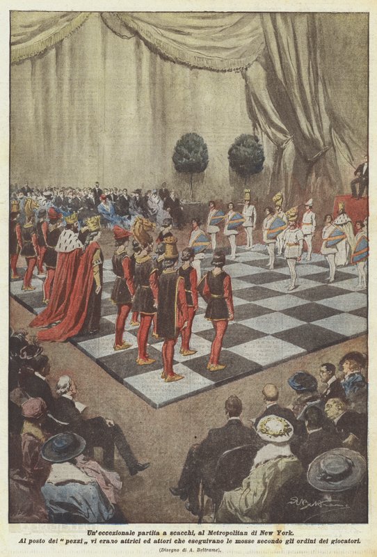 Een uitzonderlijke schaakpartij in het Metropolitan van New York door Achille Beltrame