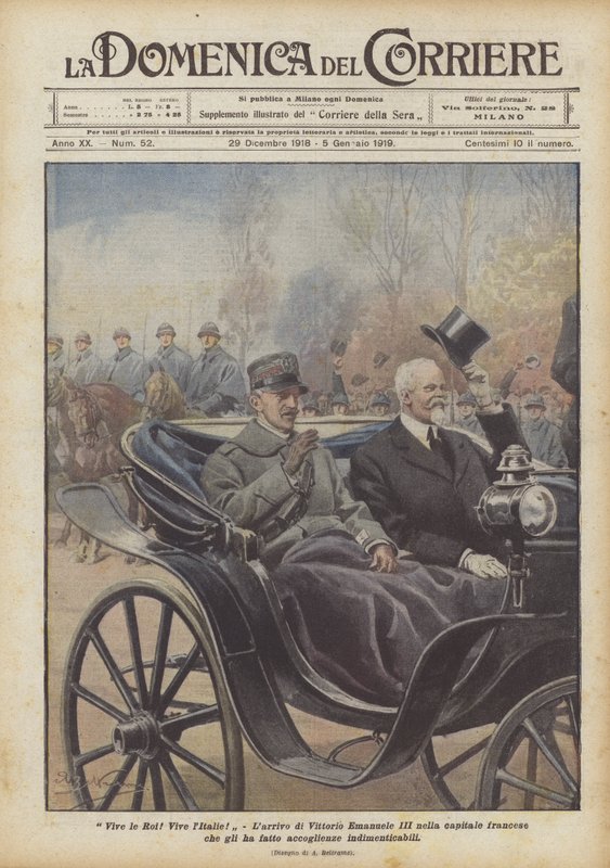 Leve de koning! Leve Italië! De aankomst van Vittorio Emanuele III in de Franse hoofdstad door Achille Beltrame