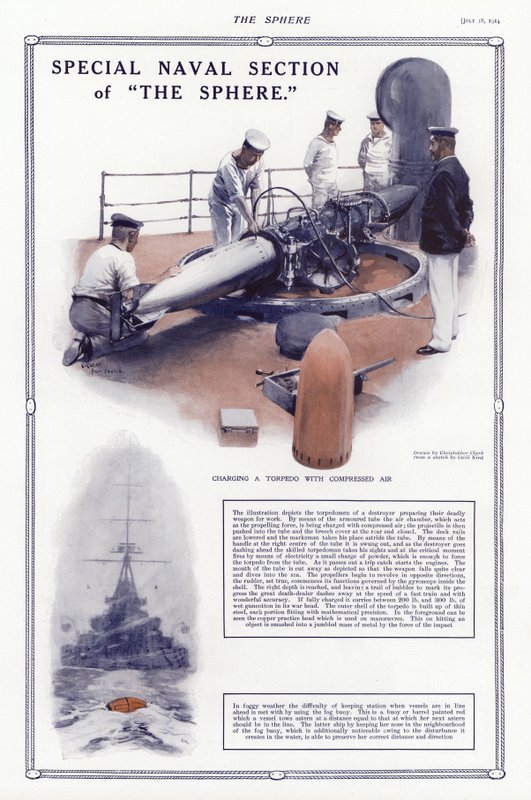 Een torpedo laden met perslucht door Addison Thomas Millar
