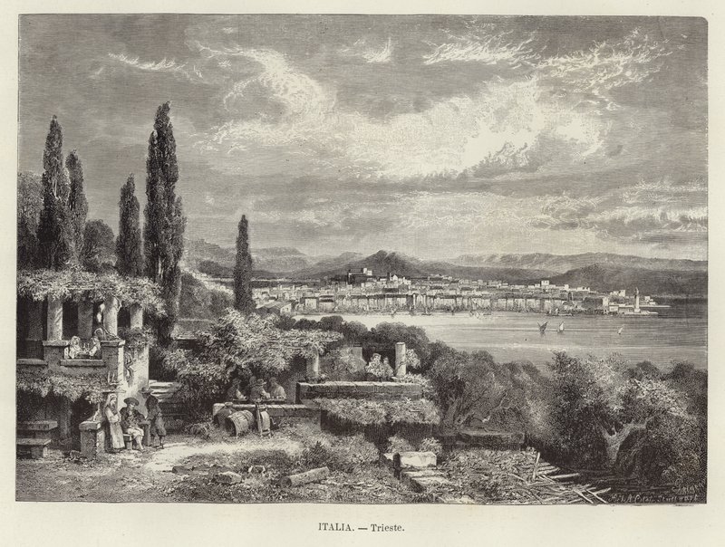 Italië - Triëst. Gravure door A Clos door Adolf Closs
