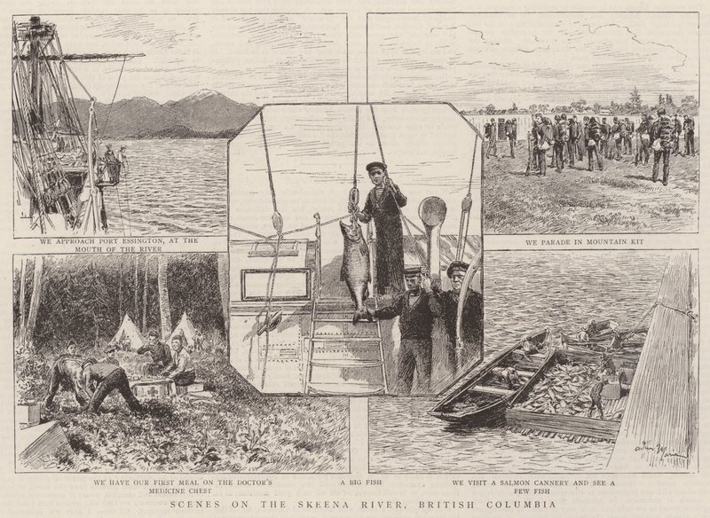 Scènes aan de Skeena-rivier, Brits-Columbia door Adrien Emmanuel Marie