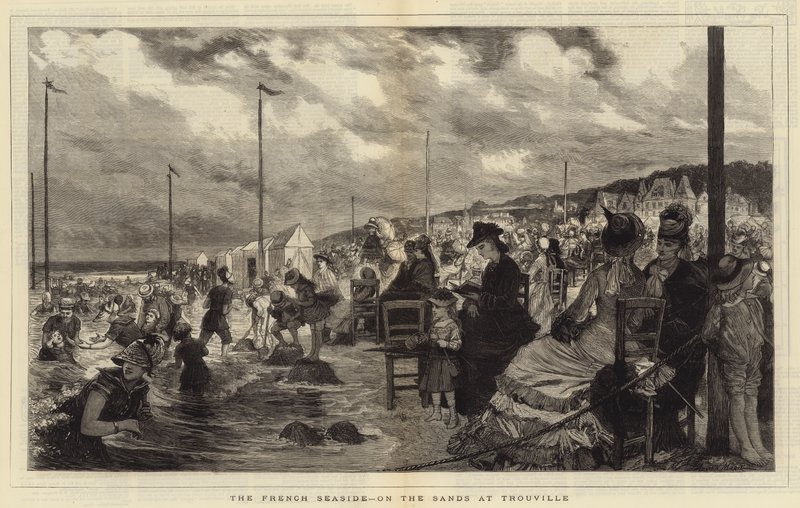 De Franse Kust, op het Zand bij Trouville door Adrien Emmanuel Marie