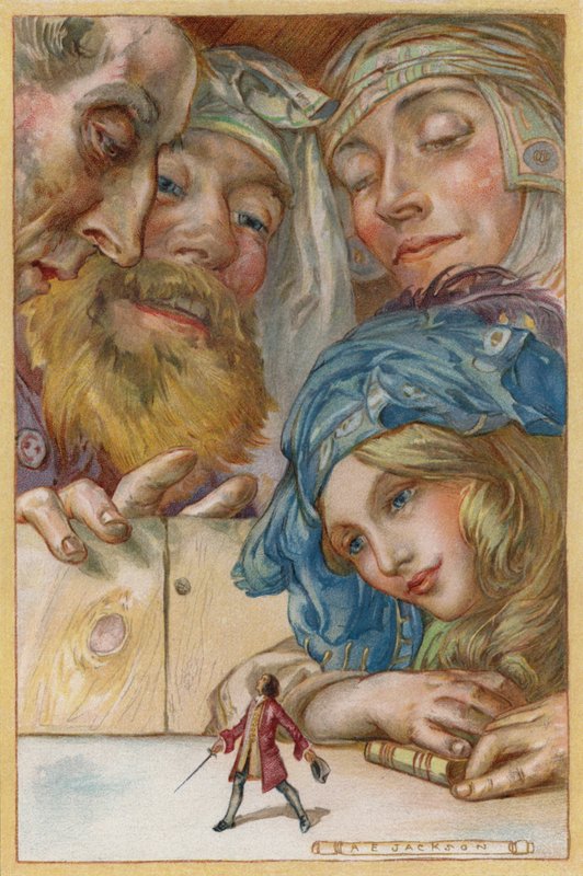 Ik Liep Rond op de Tafel Zoals het Meisje Beval (chromolitho) door Albert Edward Jackson