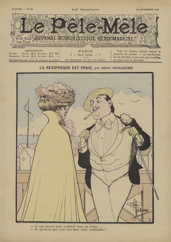 Het omgekeerde is waar. Illustratie voor Le Pele-Mele, 1900 door Albert Guillaume