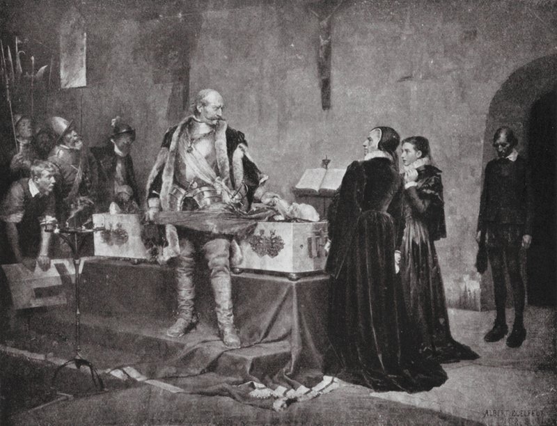 Hertog Karel beledigt het lijk van zijn vijand Fleming door Albert Gustaf Aristides (after) Edelfelt