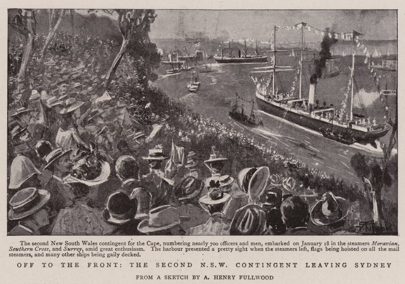 Op naar het Front, het Tweede NSW Contingent vertrekt uit Sydney door Albert Henry Fullwood