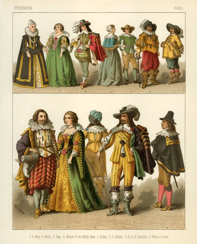 Franse kostuums 1600 door Albert Kretschmer