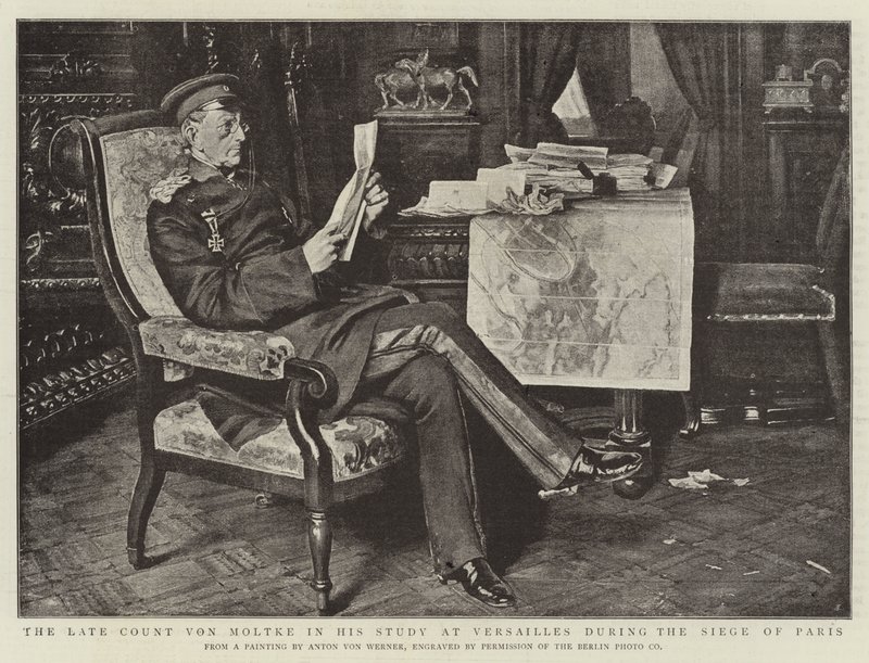 De Late Graaf von Moltke in zijn studeerkamer in Versailles tijdens het Beleg van Parijs door Albert Sauvert