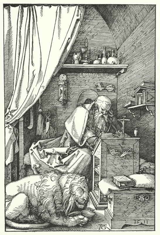 St. Hiëronymus in zijn cel door Albrecht Dürer