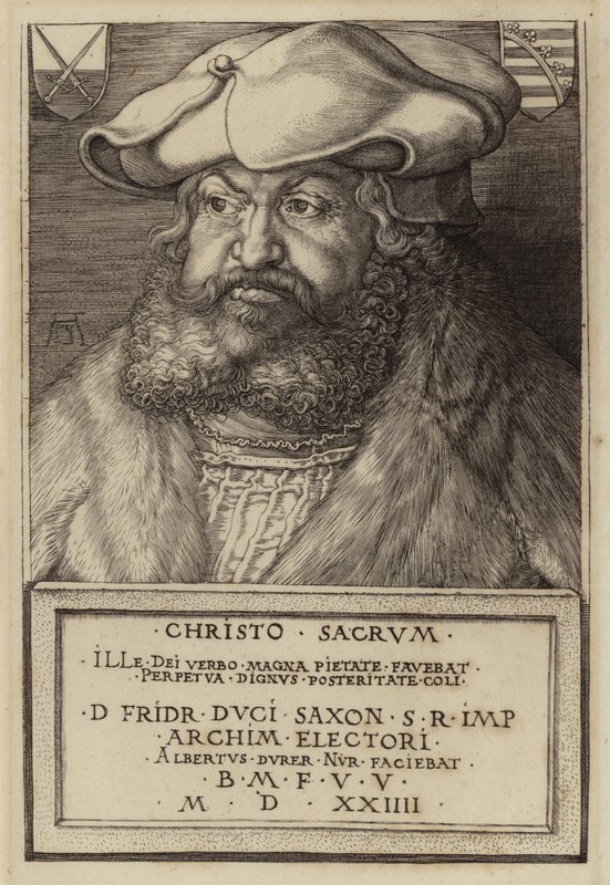 Frederik de Wijze, keurvorst van Saksen (gravure) door Albrecht (after) Durer or Duerer