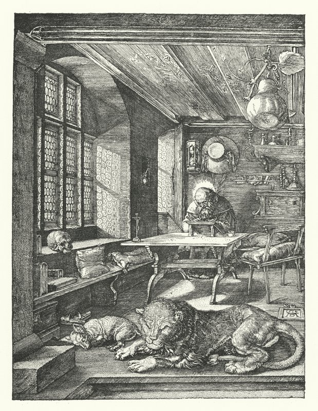 Sint Hiëronymus in Zijn Studie door Albrecht (after) Durer or Duerer