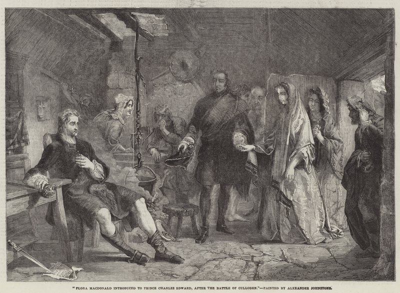 Flora Macdonald geïntroduceerd aan Prins Charles Edward, na de Slag bij Culloden door Alexander Johnston