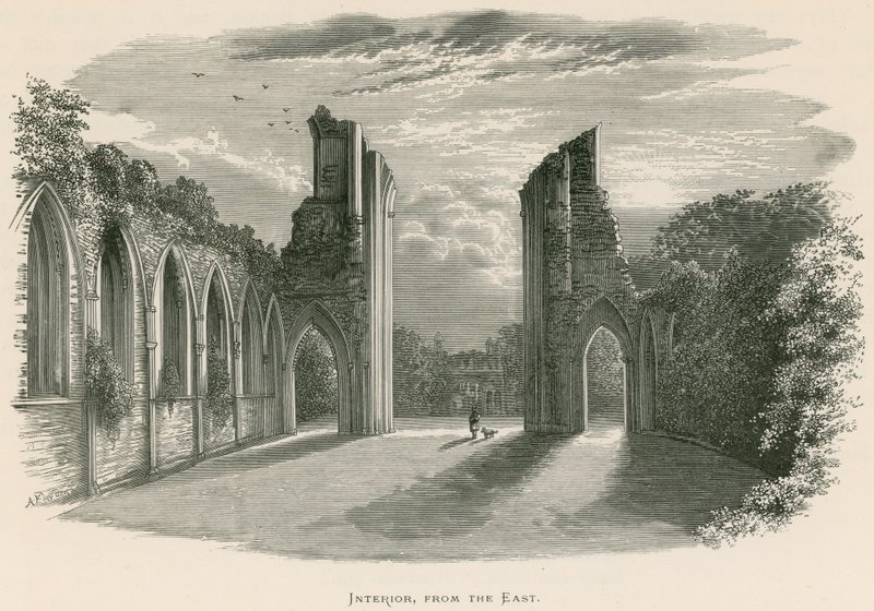 Glastonbury Abbey, interieur, vanuit het oosten door Alexander Francis Lydon