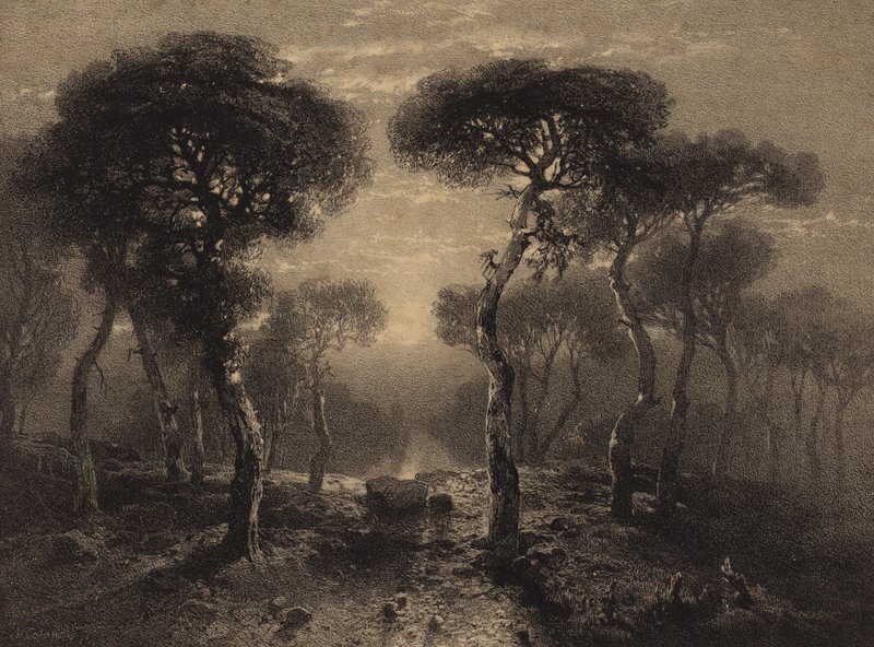 Landschap met bomen door Alexandre Calame