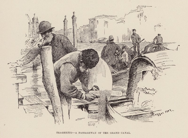 Traghetto, Een Doorgang van het Grote Kanaal (gravure) door Alezzandro Zezzos