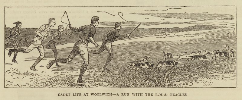 Cadettenleven in Woolwich, een run met de RMA Beagles door Alfred Chantrey Corbould