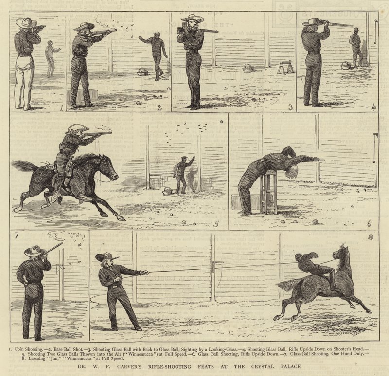 De geweerschietprestaties van Dr. W.F. Carver in het Crystal Palace door Alfred Chantrey Corbould