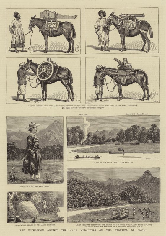 De expeditie tegen de Akha-plunderaars aan de grens van Assam door Alfred Chantrey Corbould