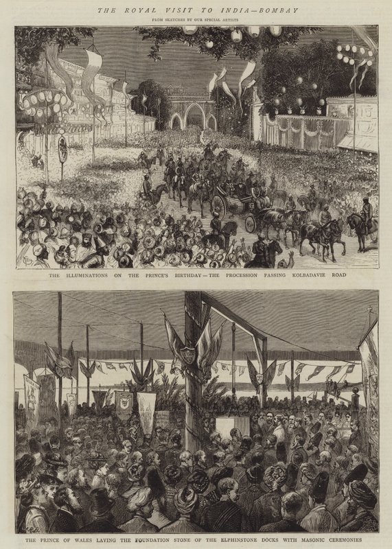 Het Koninklijk Bezoek aan India, Bombay door Alfred Chantrey Corbould