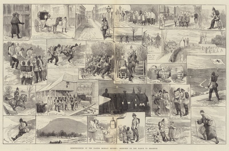 Herinneringen aan de Paasmaandag Review, Schetsen op de Mars naar Brighton door Alfred Courbould