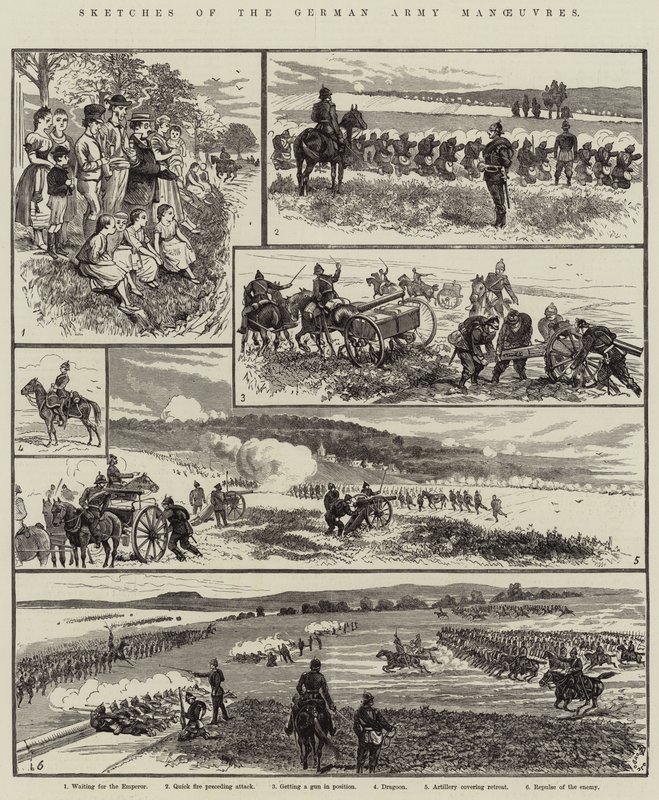 Schetsen van de Duitse Legermanoeuvres door Alfred Courbould
