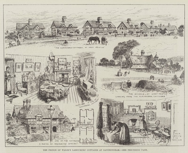 De arbeidershuisjes van de Prins van Wales in Sandringham door Alfred Courbould